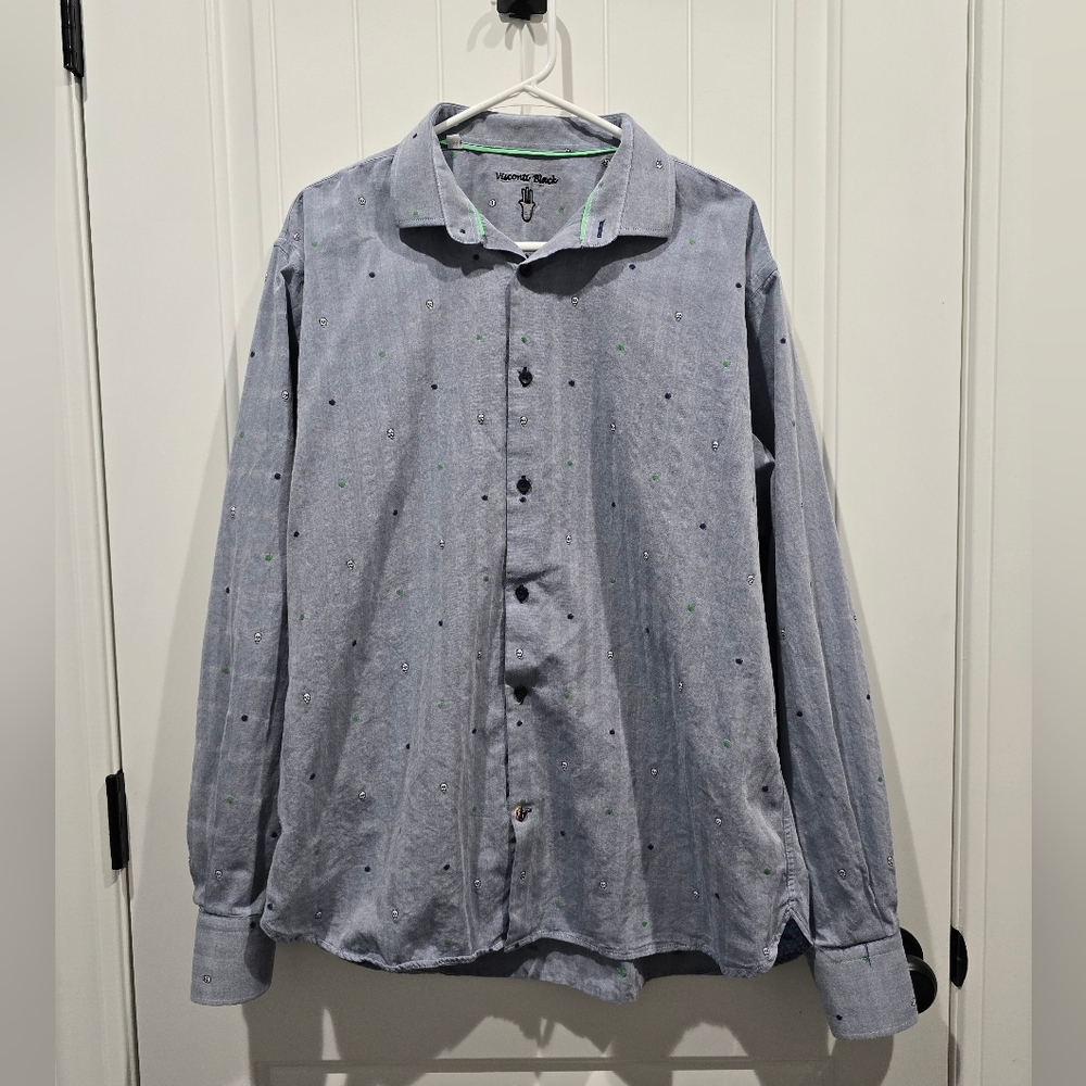Luchiano Visconti black series button down shirt gray XL